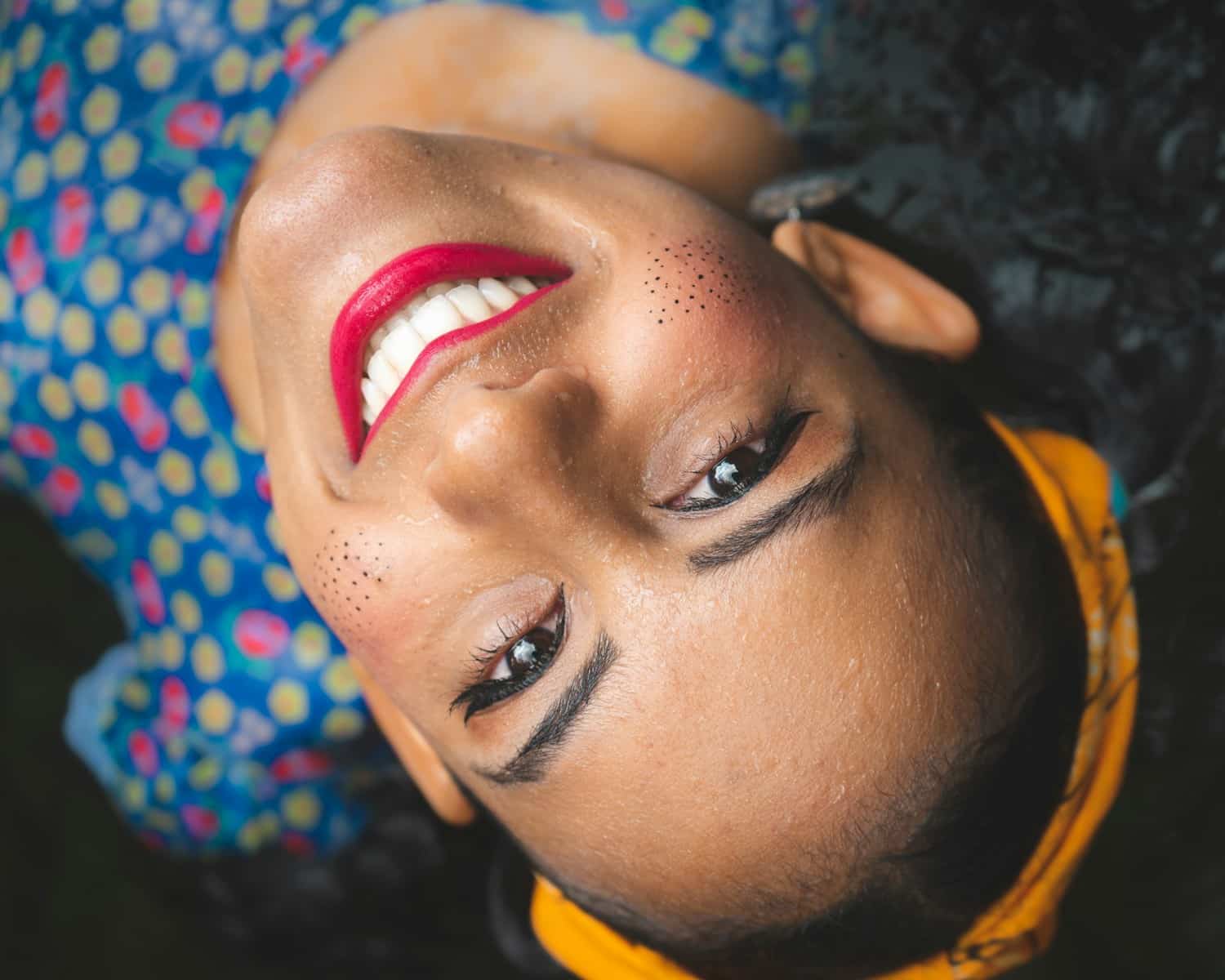 Woman smiling upside down. Mindset Therapy