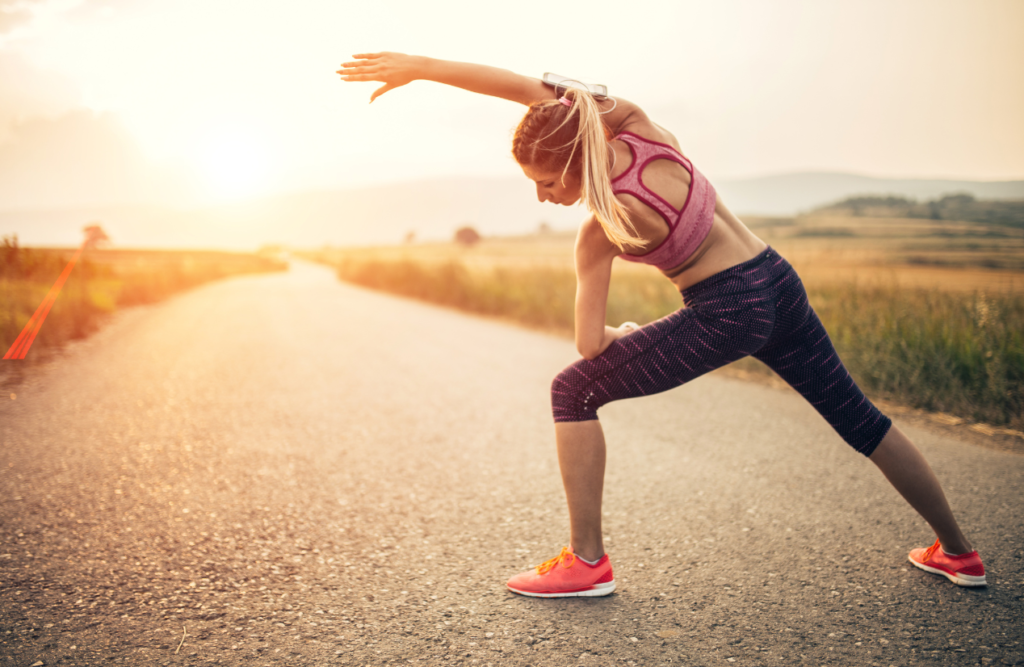 A woman stretches before exercising. Lymphatic Drainage Massage Brisbane. Brisbane Livewell Clinic