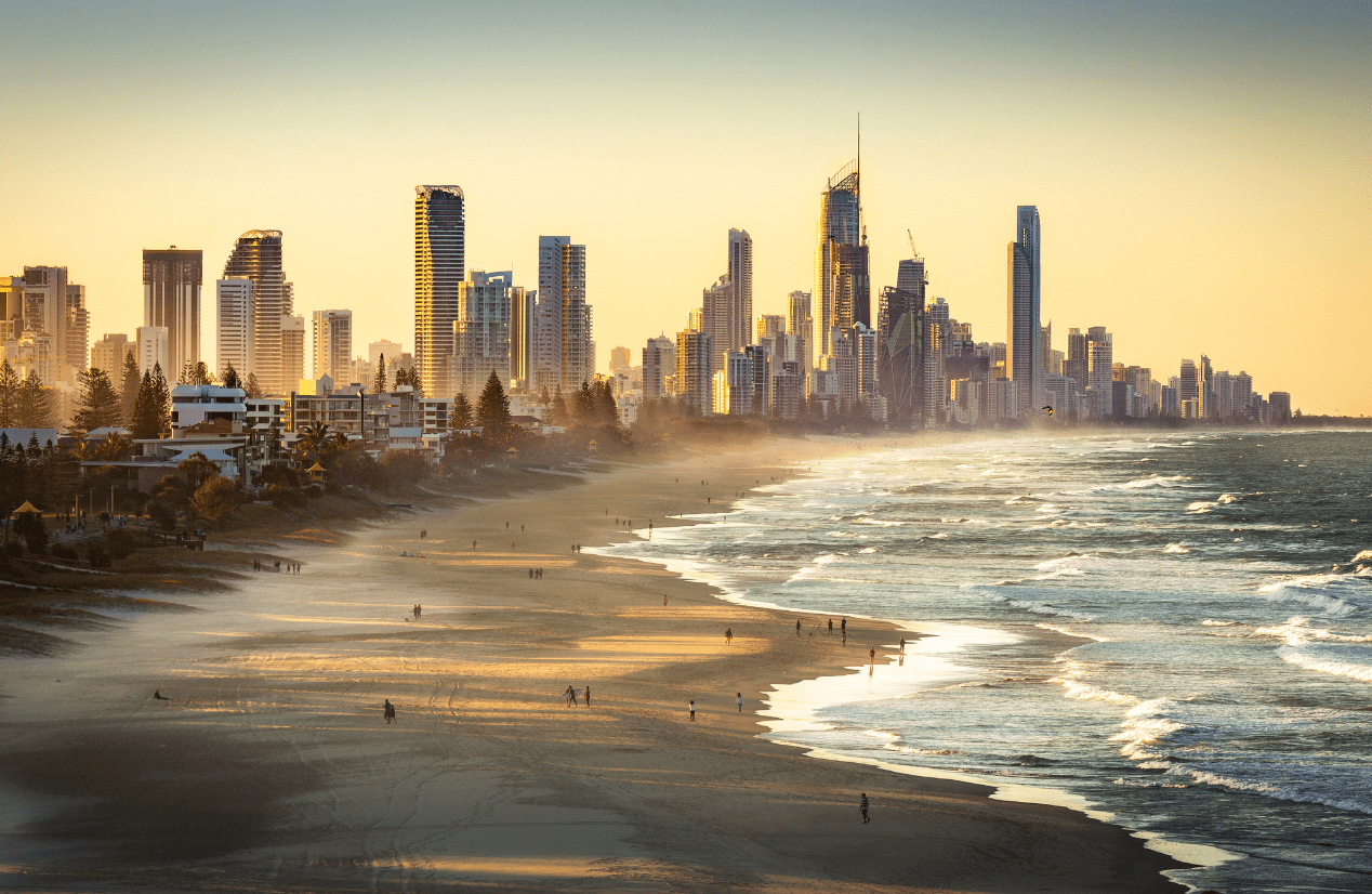 People spending sunset at the beach. Gold Coast