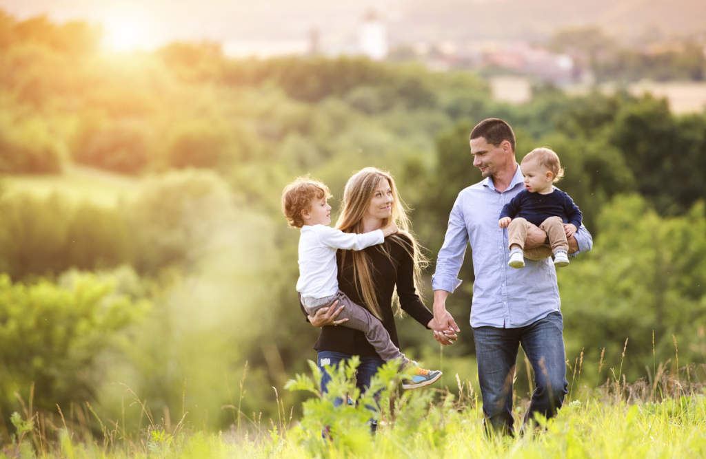 Family walking in the hills. Methylation Testing