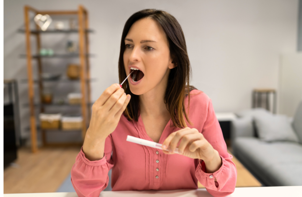 Woman carrying out Buccal swab for DNA Testing. Brisbane Livewell Clinic