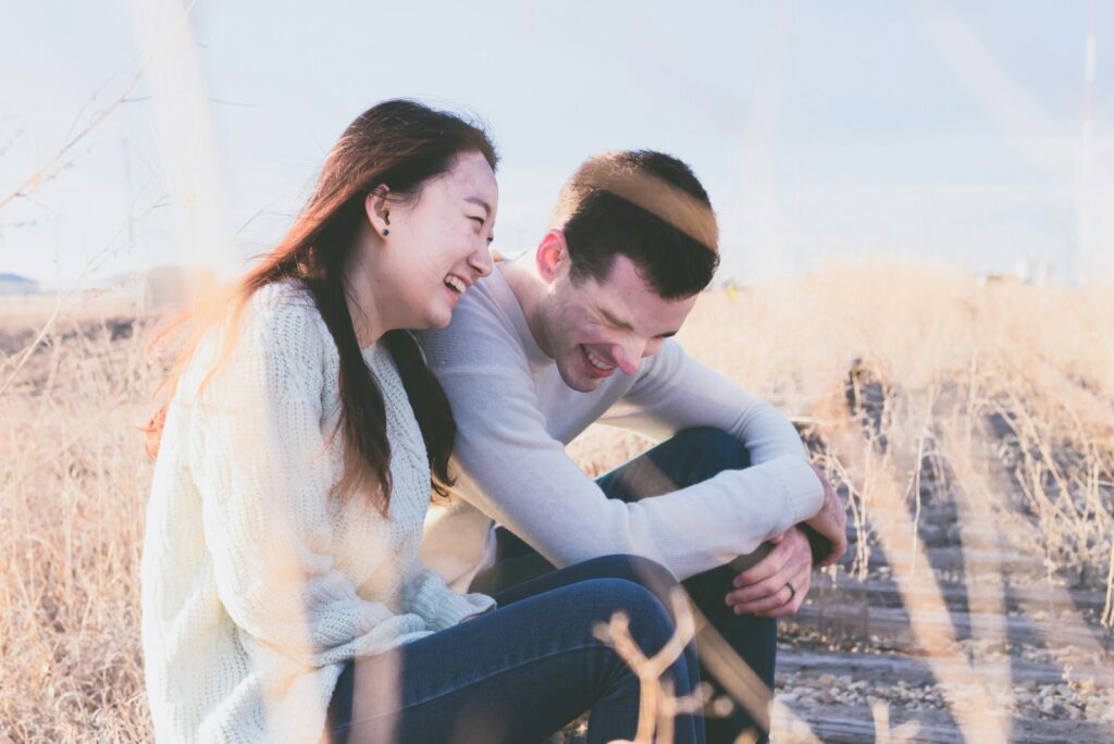 Couple laughing after taking the Massage Quiz